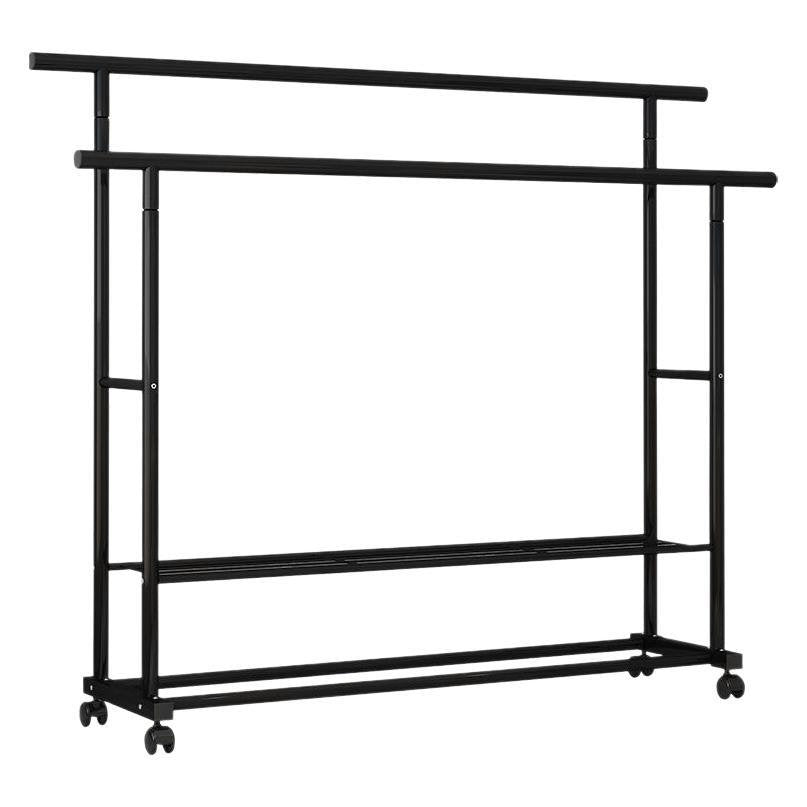 Black Double Bar Coat Rack – Freestanding Rolling Stand