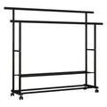 Black Double Bar Coat Rack – Freestanding Rolling Stand