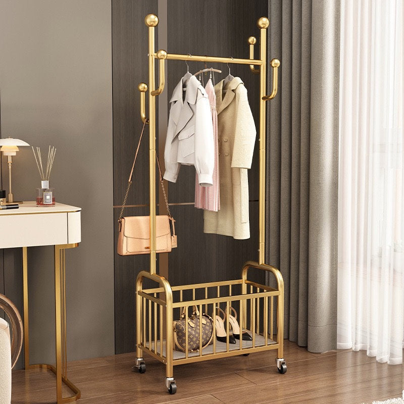 Gold Bar Coat Rack – Rolling Freestanding Stand