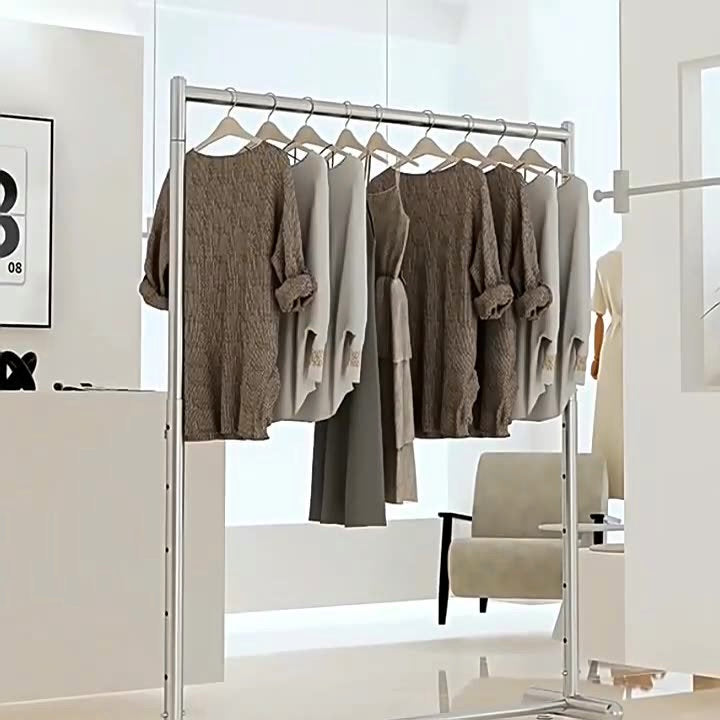 Adjustable Stainless Steel Bar Coat Rack – Telescopic Stand