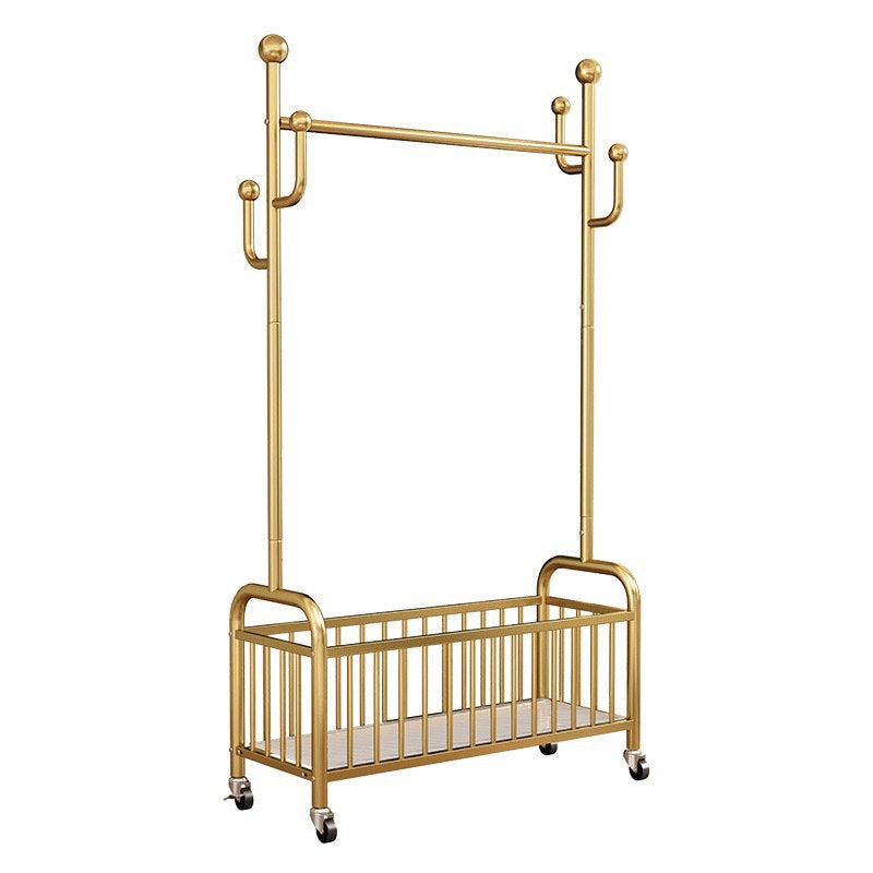 Gold Bar Coat Rack – Rolling Freestanding Stand