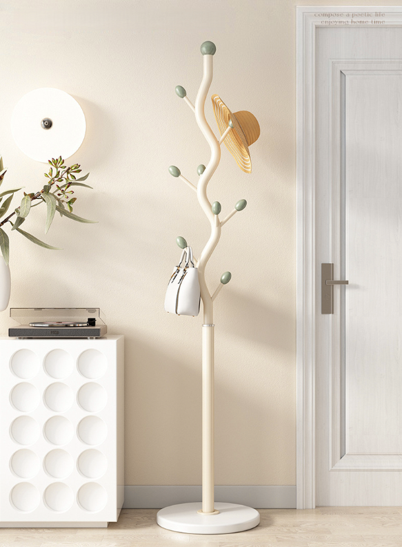 Beige Tree Coat Rack – Rolling Marble Base Stand
